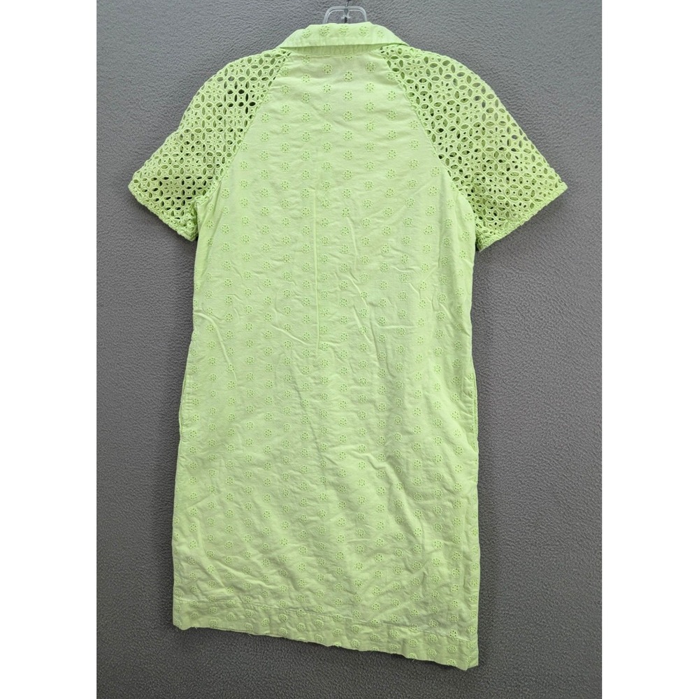 J.Crew Eyelet Shirt Dress Short‎ Sleeve Collared Casual Preppy Women's 00 Green - Picture 6 of 11